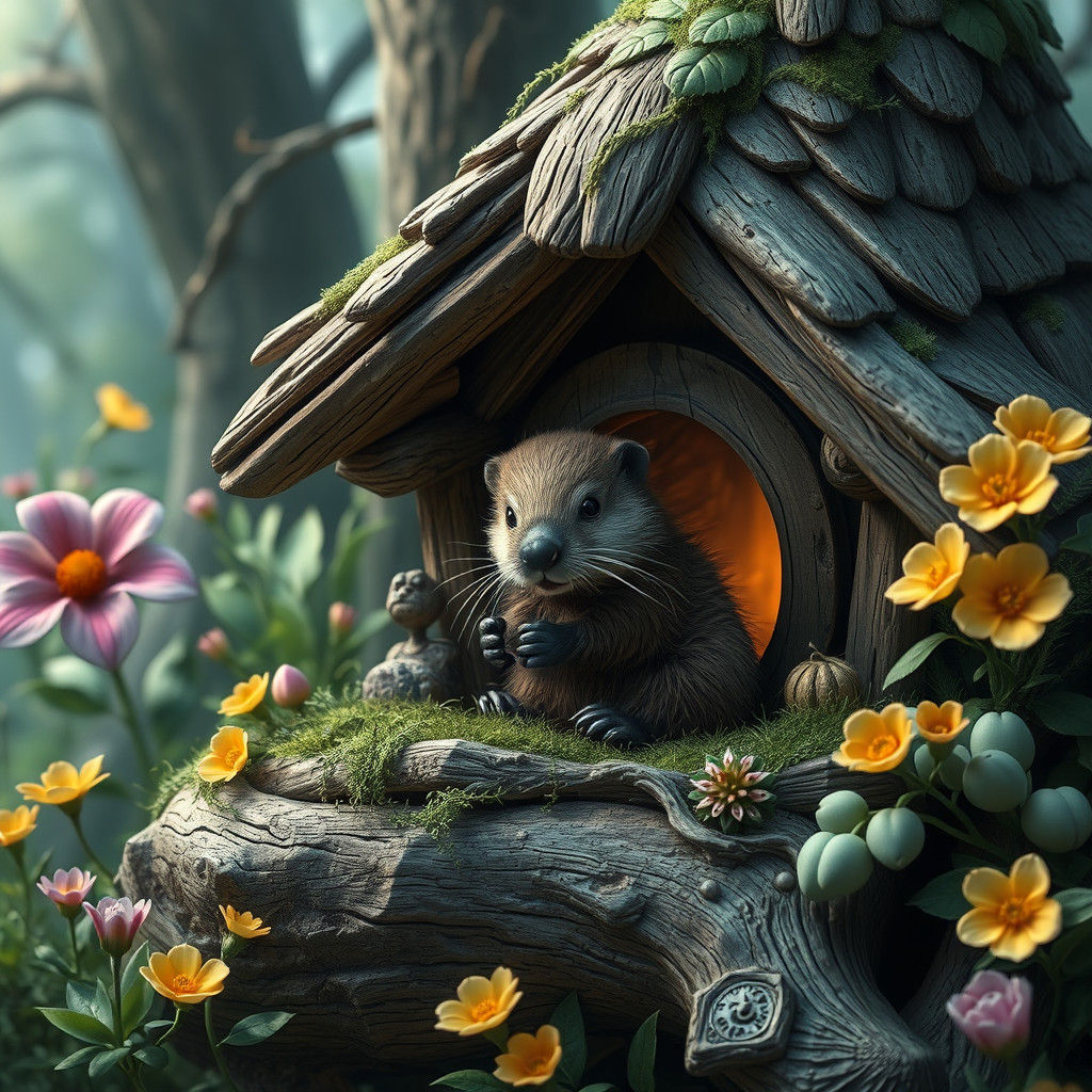 Baby Beaver's Home: A Fantasy Matte Painting