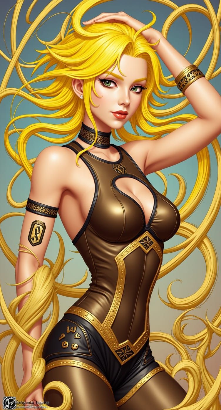 Elegant Woman in Art Nouveau Style