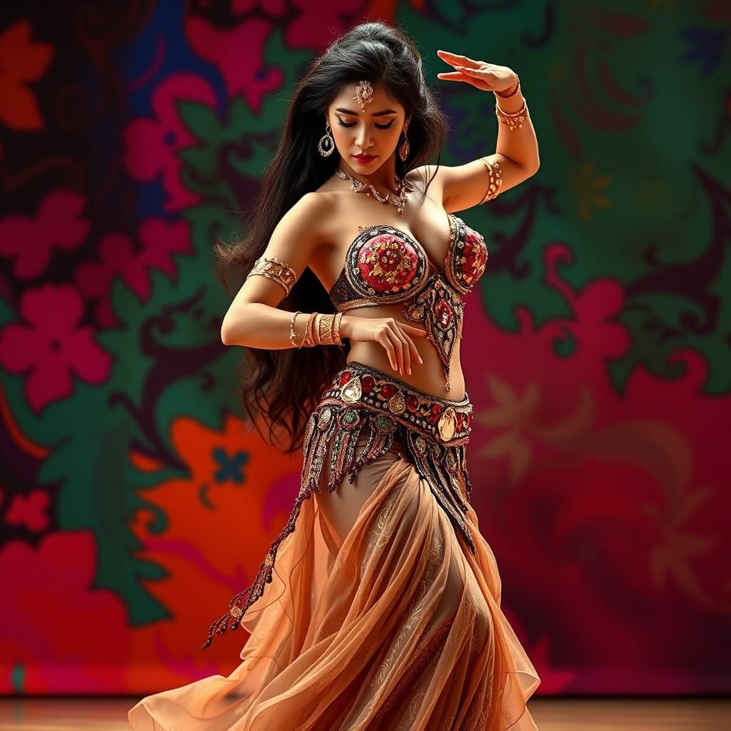 Glamorous Belly Dancer in Art Nouveau Style