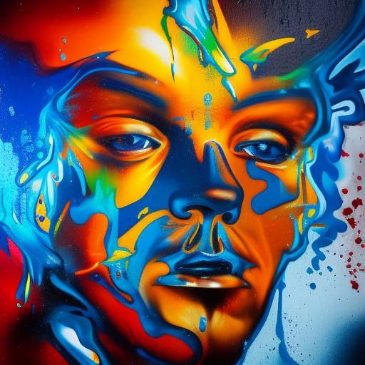 Fiery Silhouette in Graffiti Art Style
