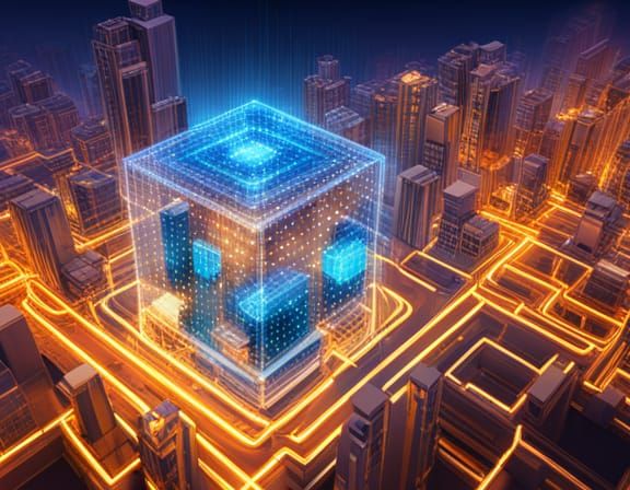 Holographic Interface Over City in Neon Style