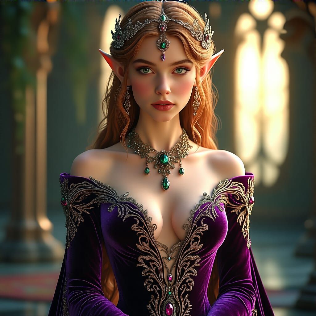 Elf Princess Portrait in Lavish Gown