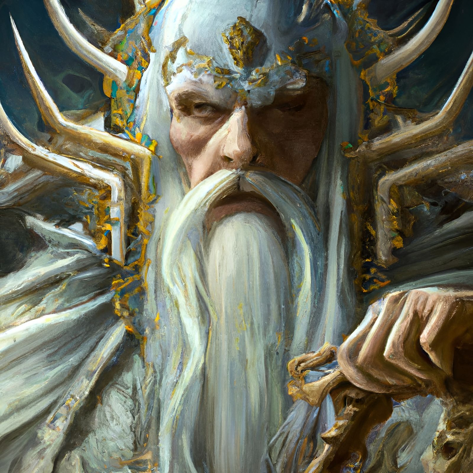King in Embroidered Robe with Golden Runes