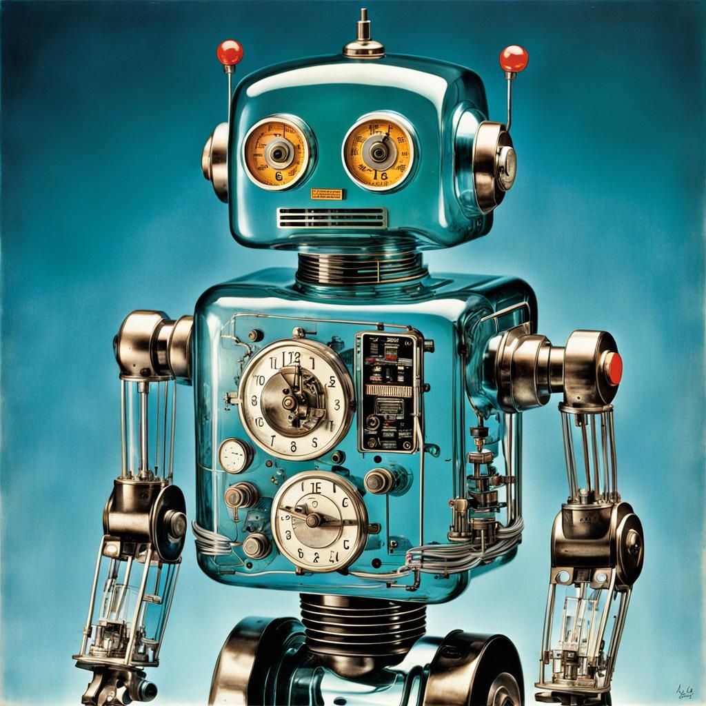 1930s Style Glass Robot Advertising Poster