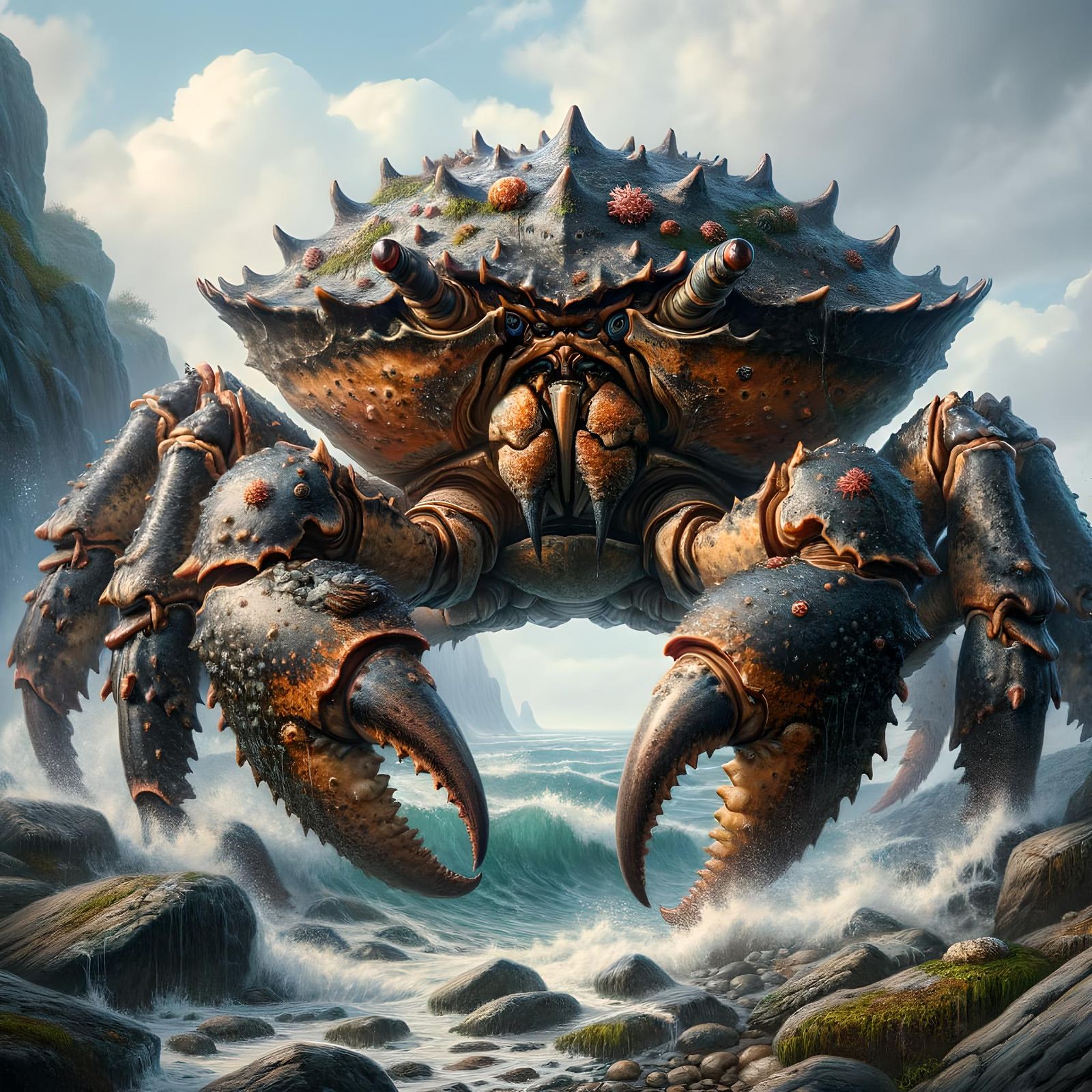 Colossal Crab on Rocky Shoreline: D&D Creature