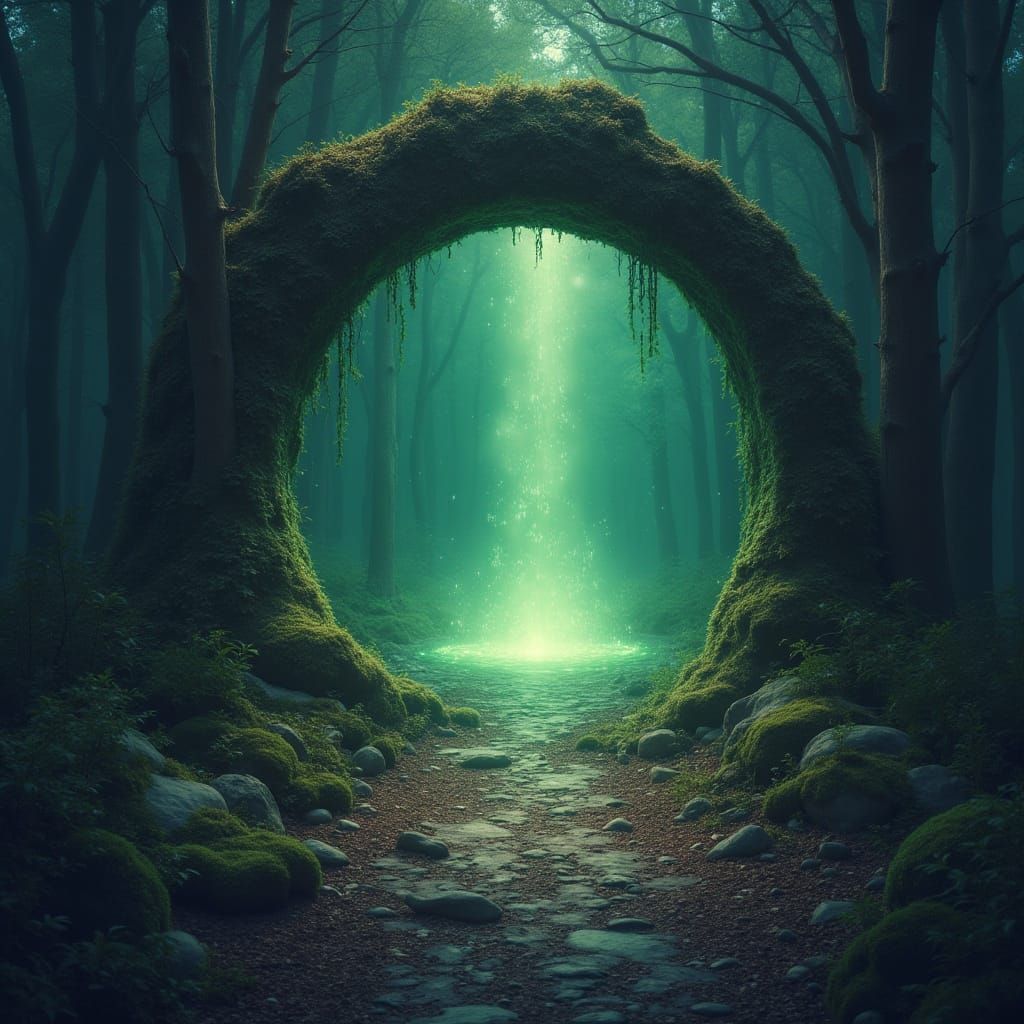 Portal to Hidden Realms in a Whimsical Woodland