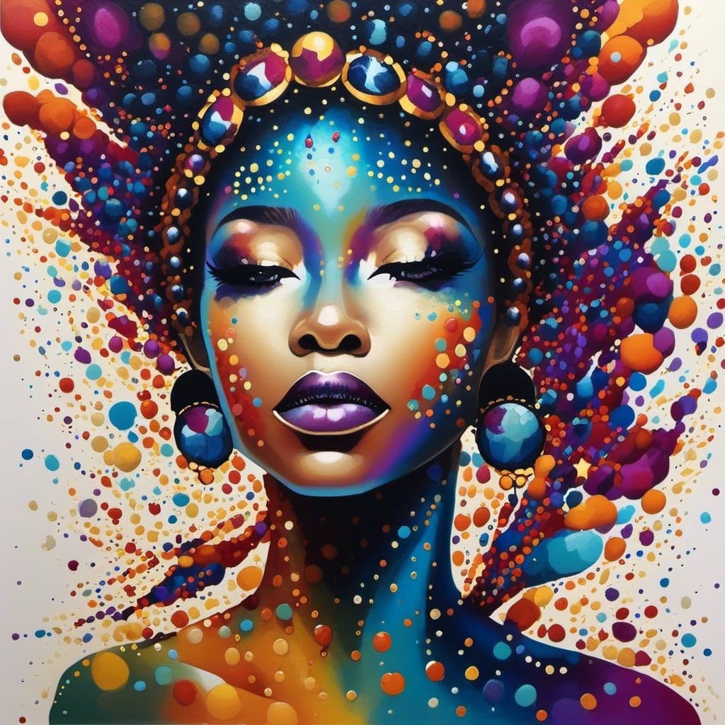 Aboriginal Dot Painting of Kangaroo on Cave Wall