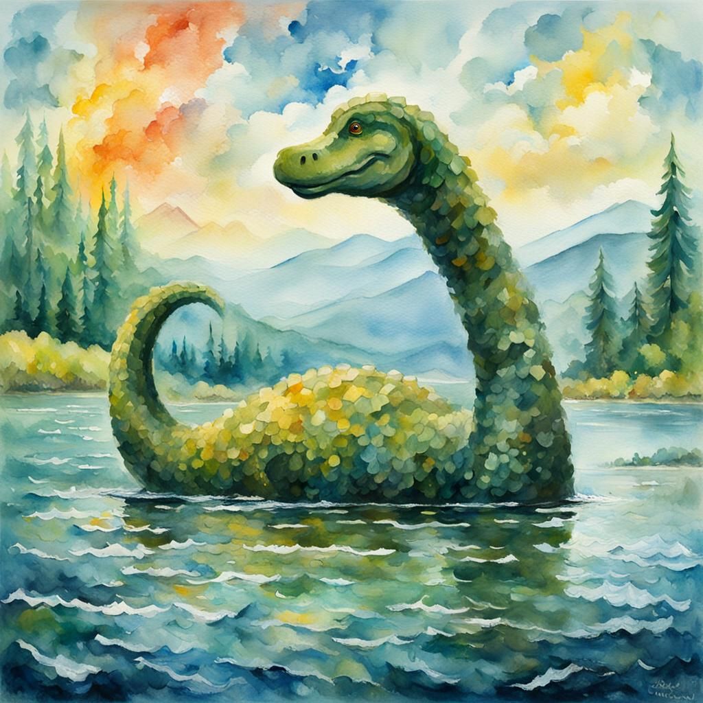 Nessie in Gouache and Watercolor Style