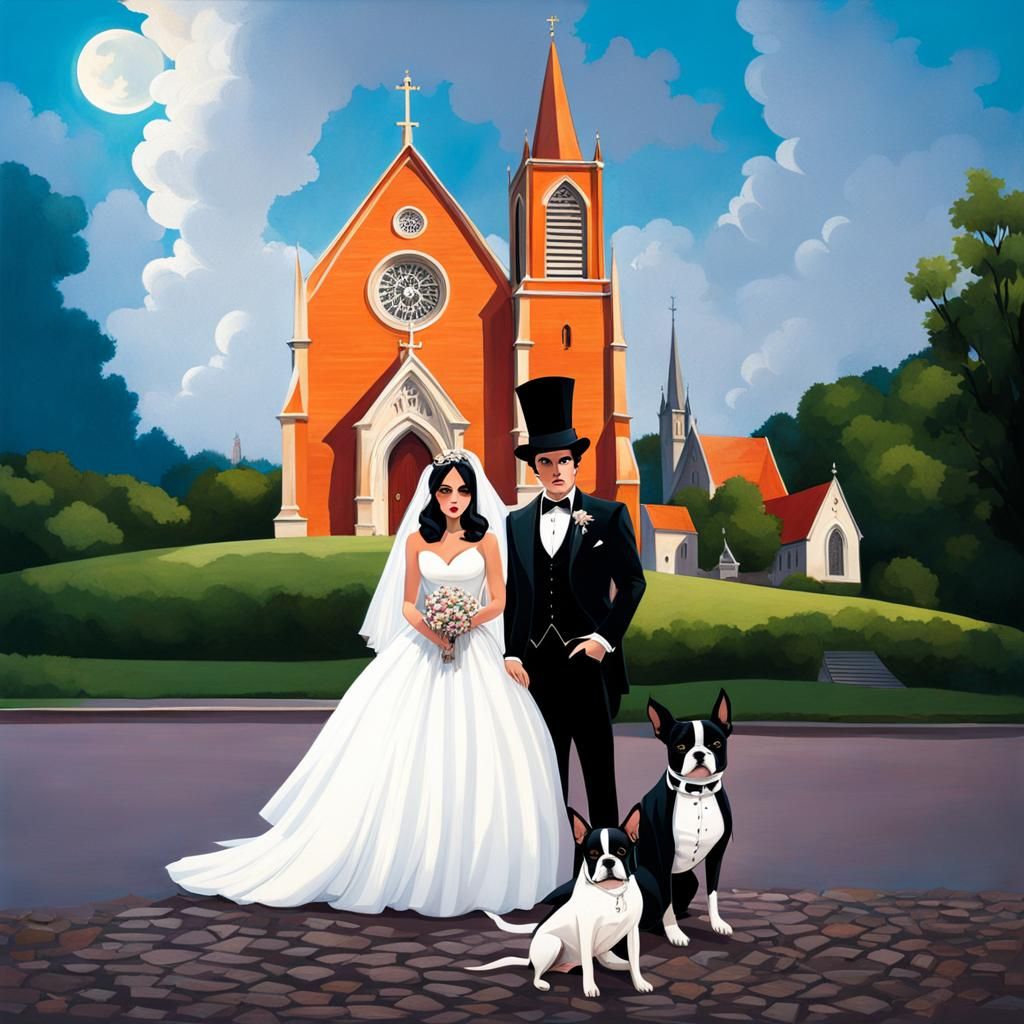 Sinister Medieval Wedding with Boston Terrier