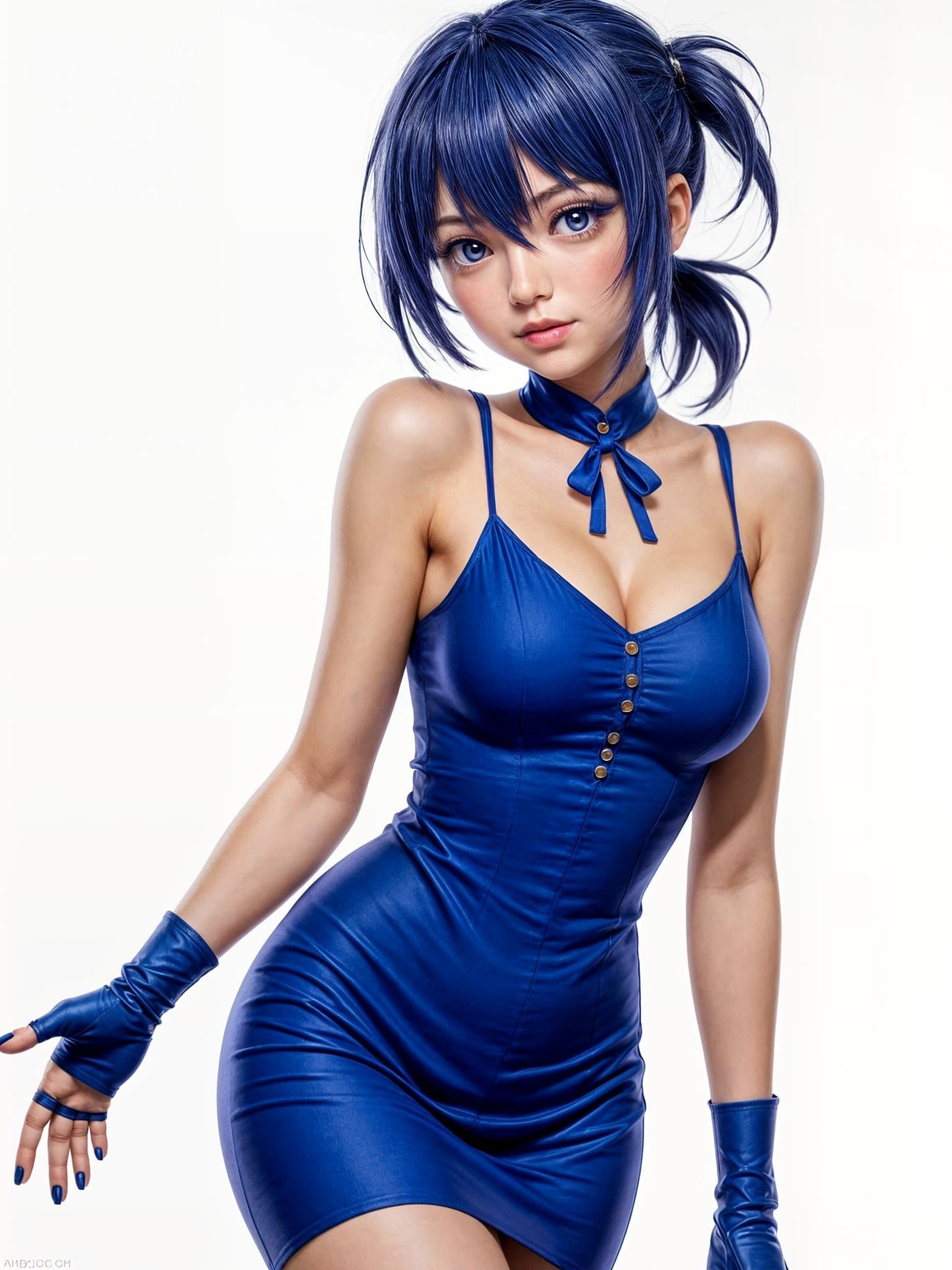 Meiko Shiraki in Elegant Blue Anime Dress
