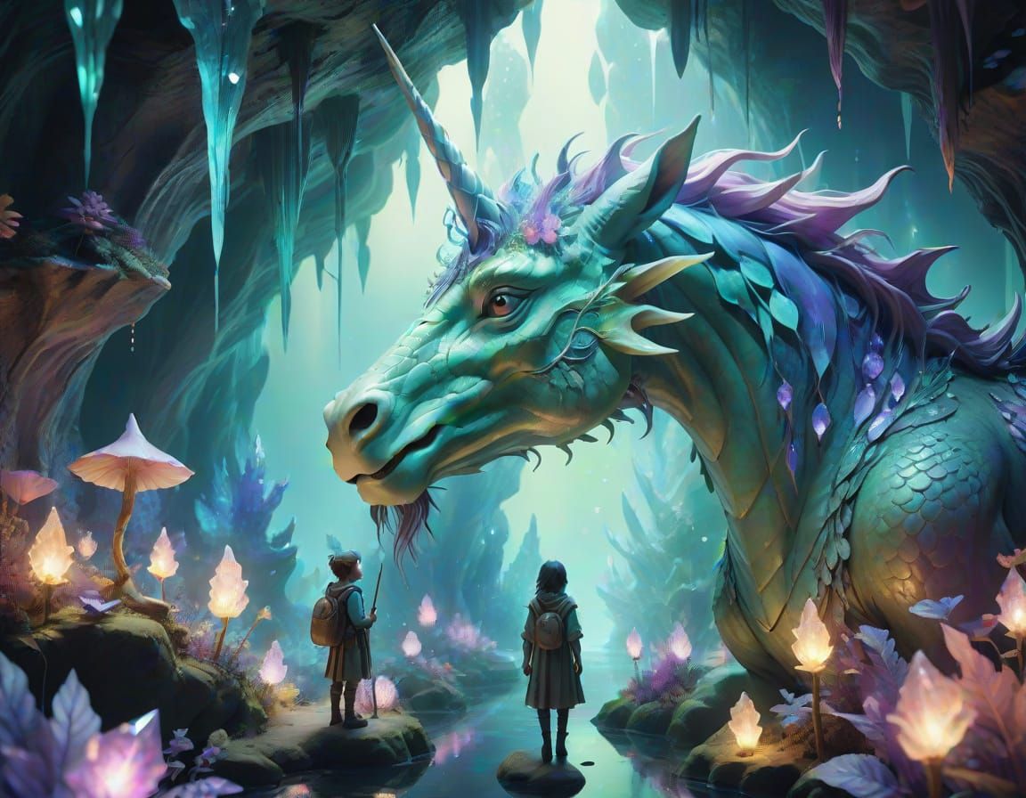 Whimsical Crystal Caves in Dreamy Pastel Hues