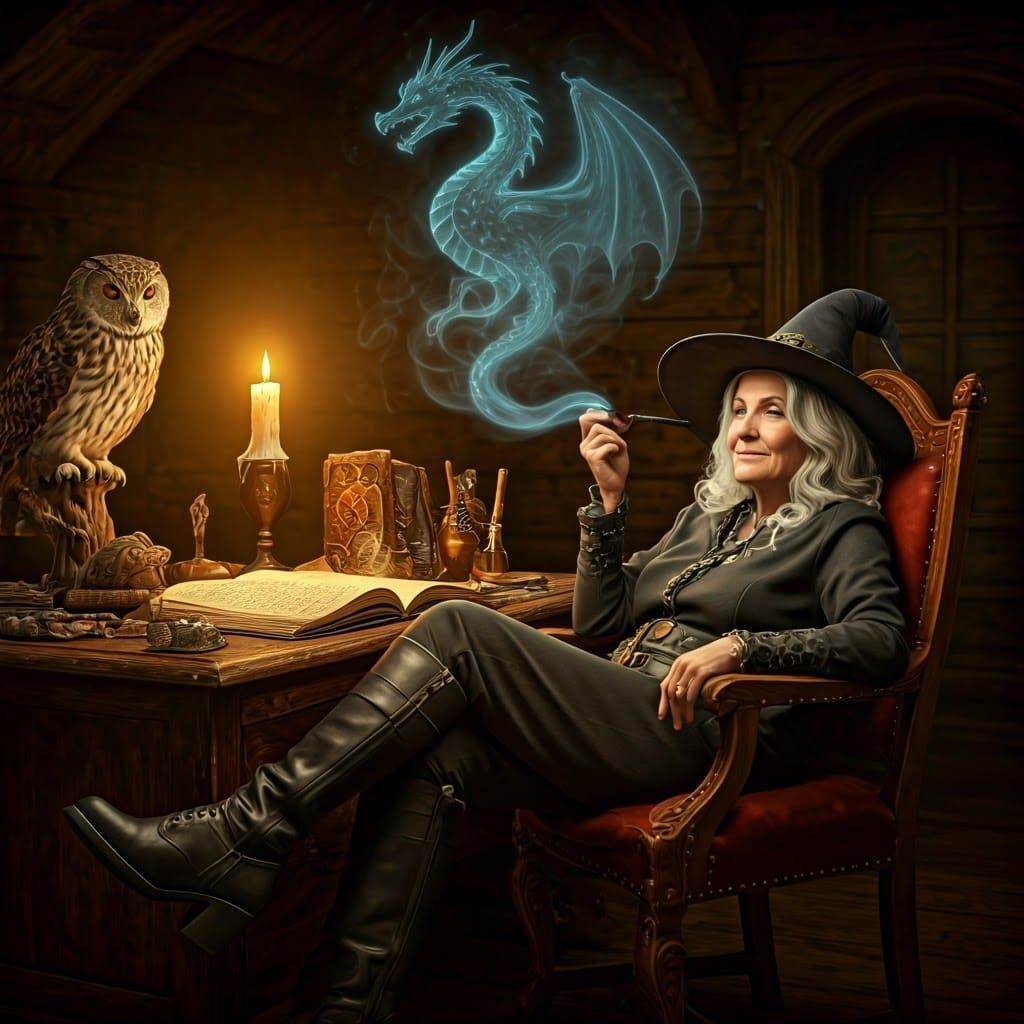 Enchanted Study of a Confident Witch