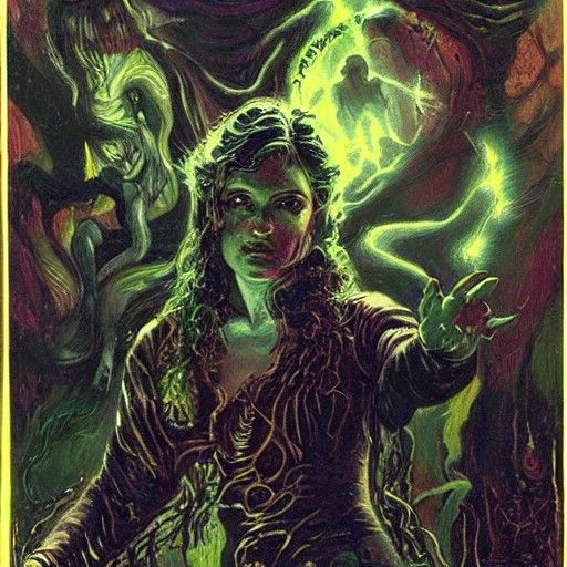 Beauty of Annihilation in Pulp Illustration Style