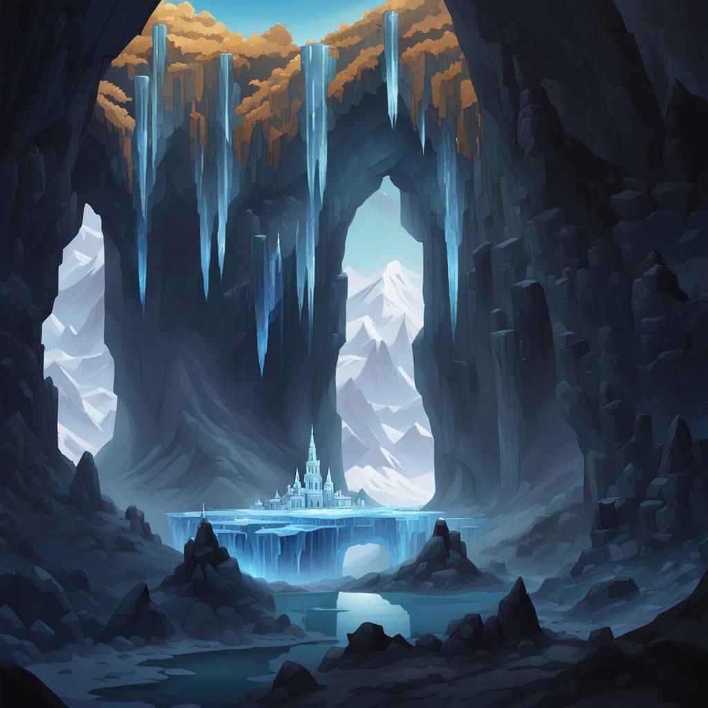 Icy World: Crystal Fortress in Blue