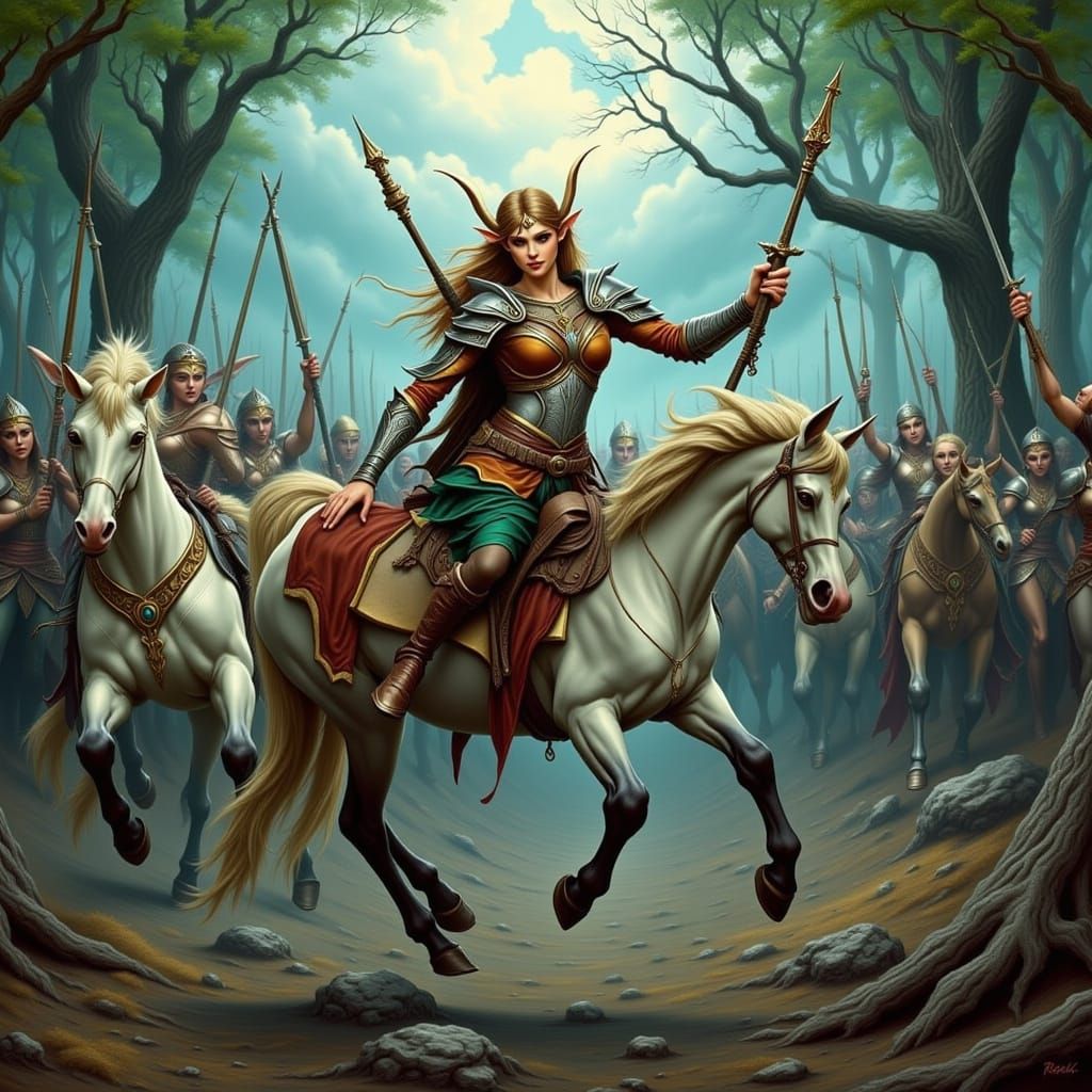 Elves Charging into Battle: Dynamic Action Scene