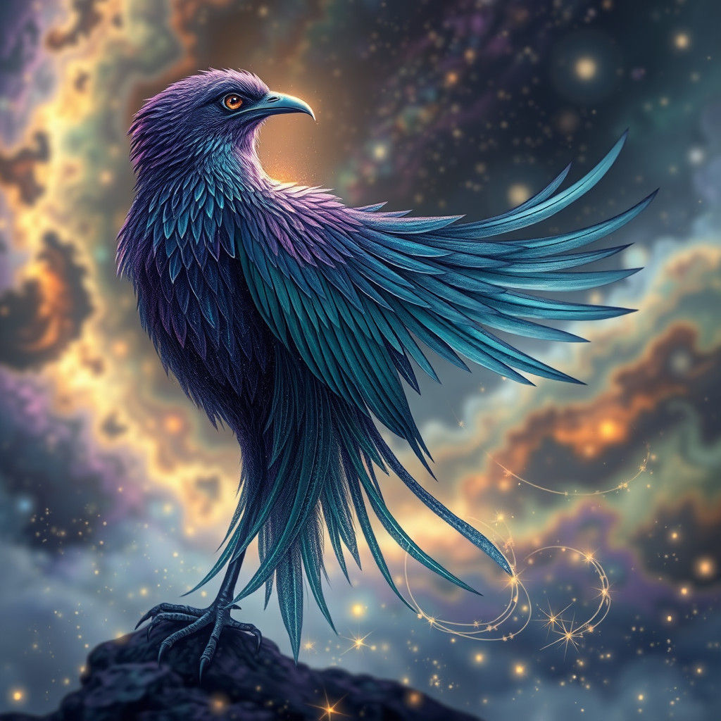 Majestic Ethereal Bird in Amazonian Visionary Art