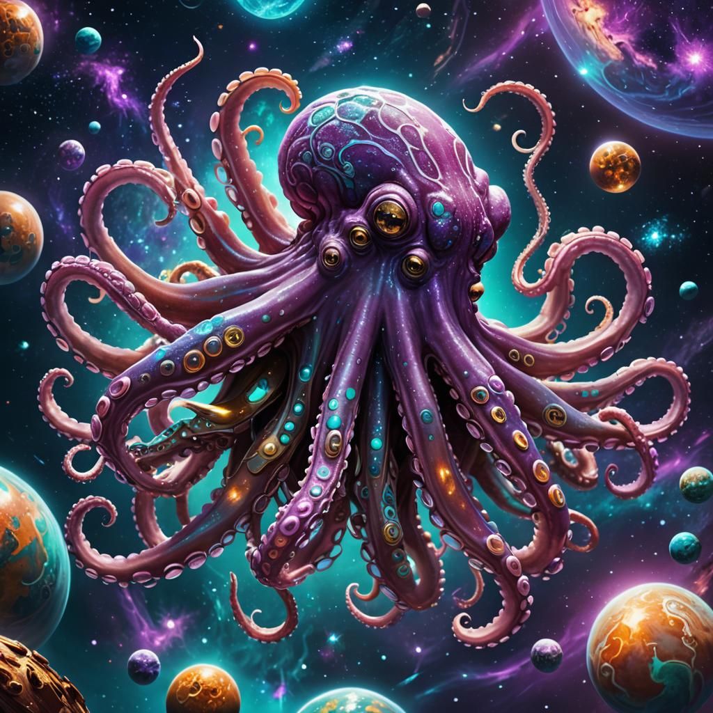 DMT Space Octopus in Surreal Sci-Fi Style