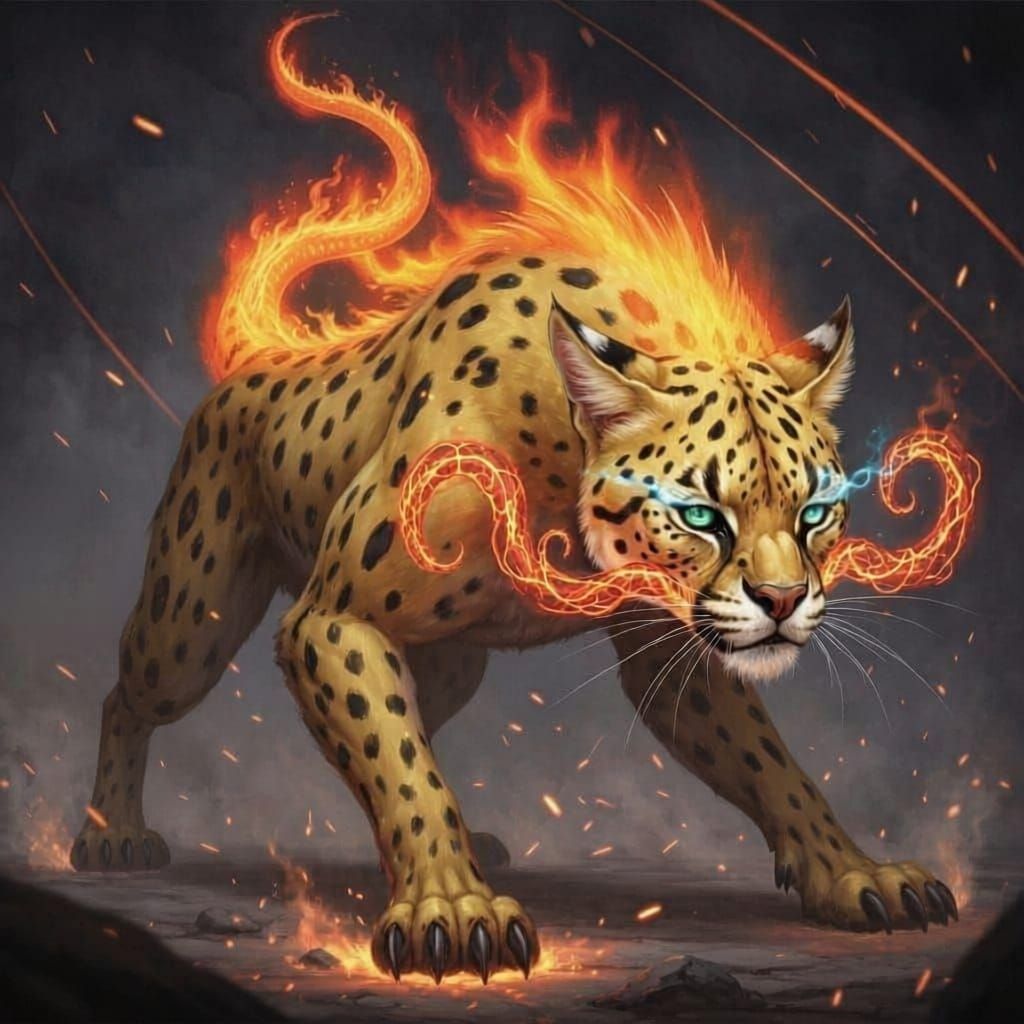 Magical Hellcat Creature in Fantasy Art Style