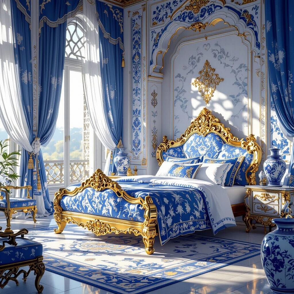Luxurious Royal Bedroom in Eastern Palace Style