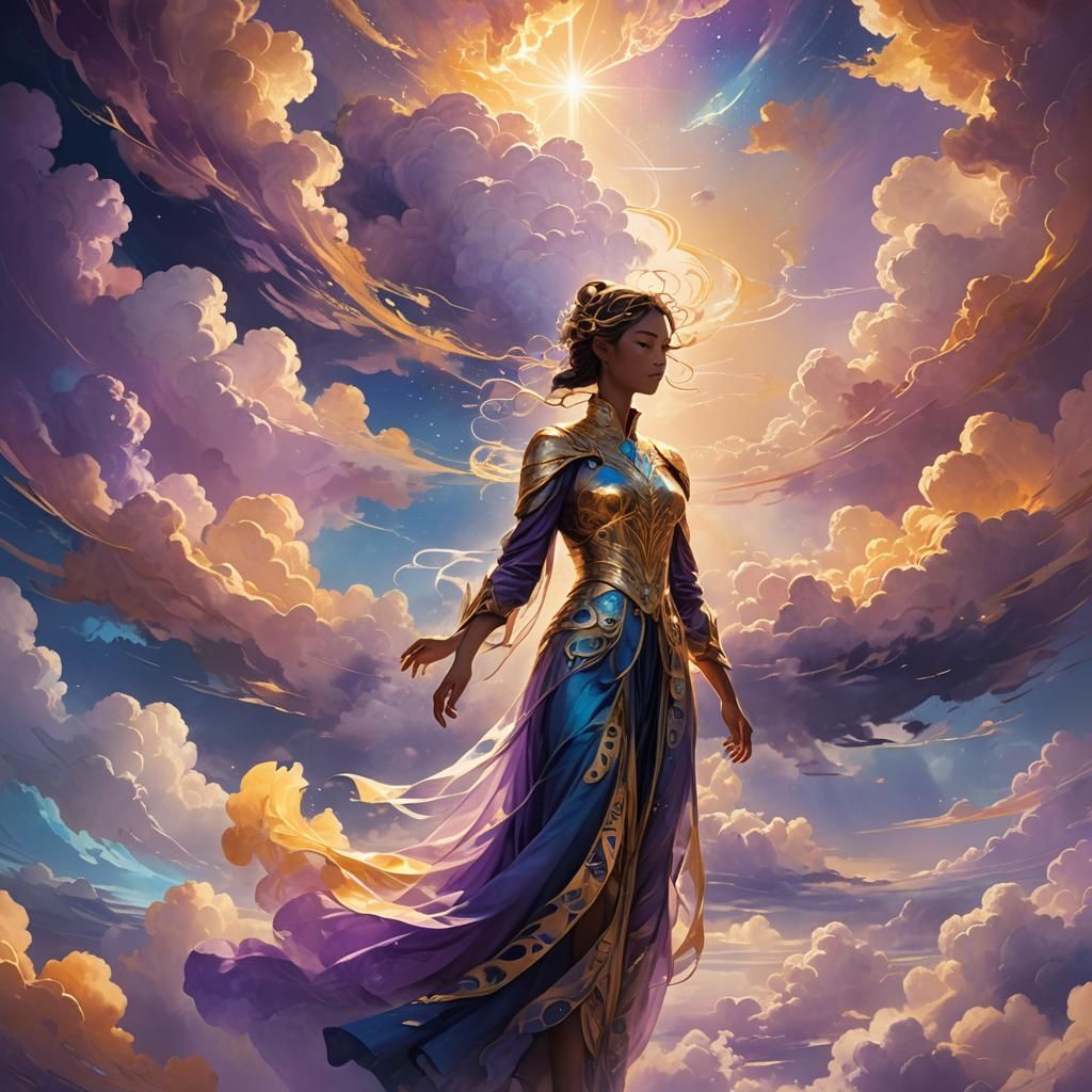Ethereal Figure in Dreamlike Landscape Concept Art