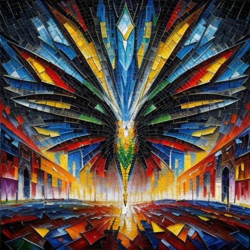 Rustic Mosaic Patchwork in Expressionist Oil Painting Style