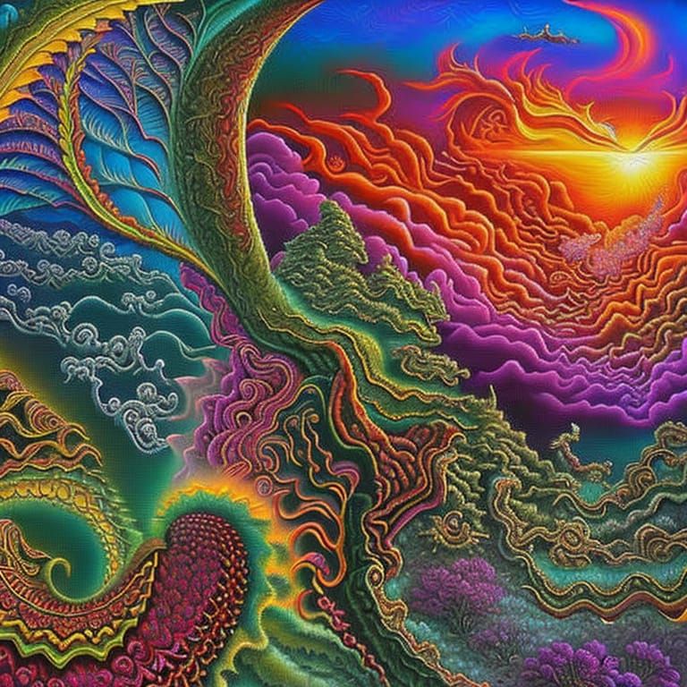 Demonic Hellscape: Intricate Oil Painting of the Underworld