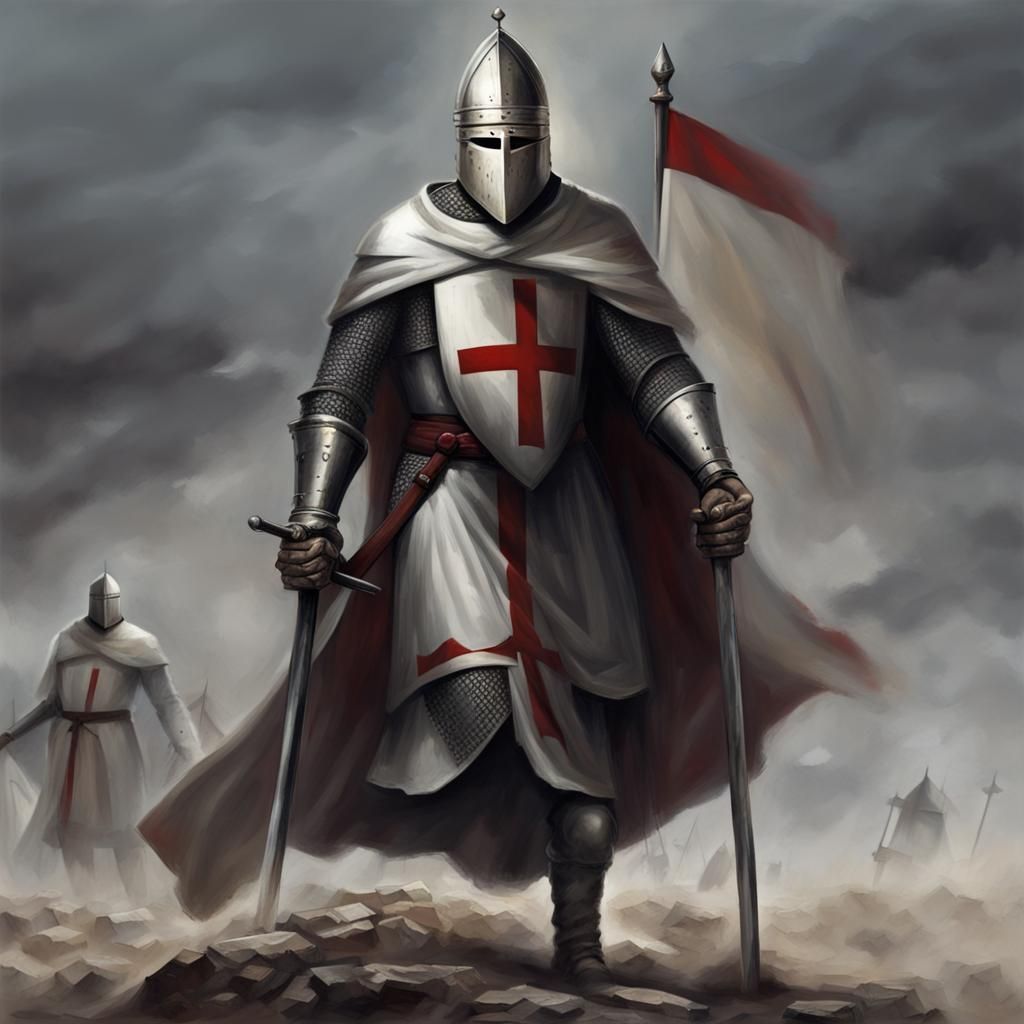 Knight Templar During the Crusades: Digital Art