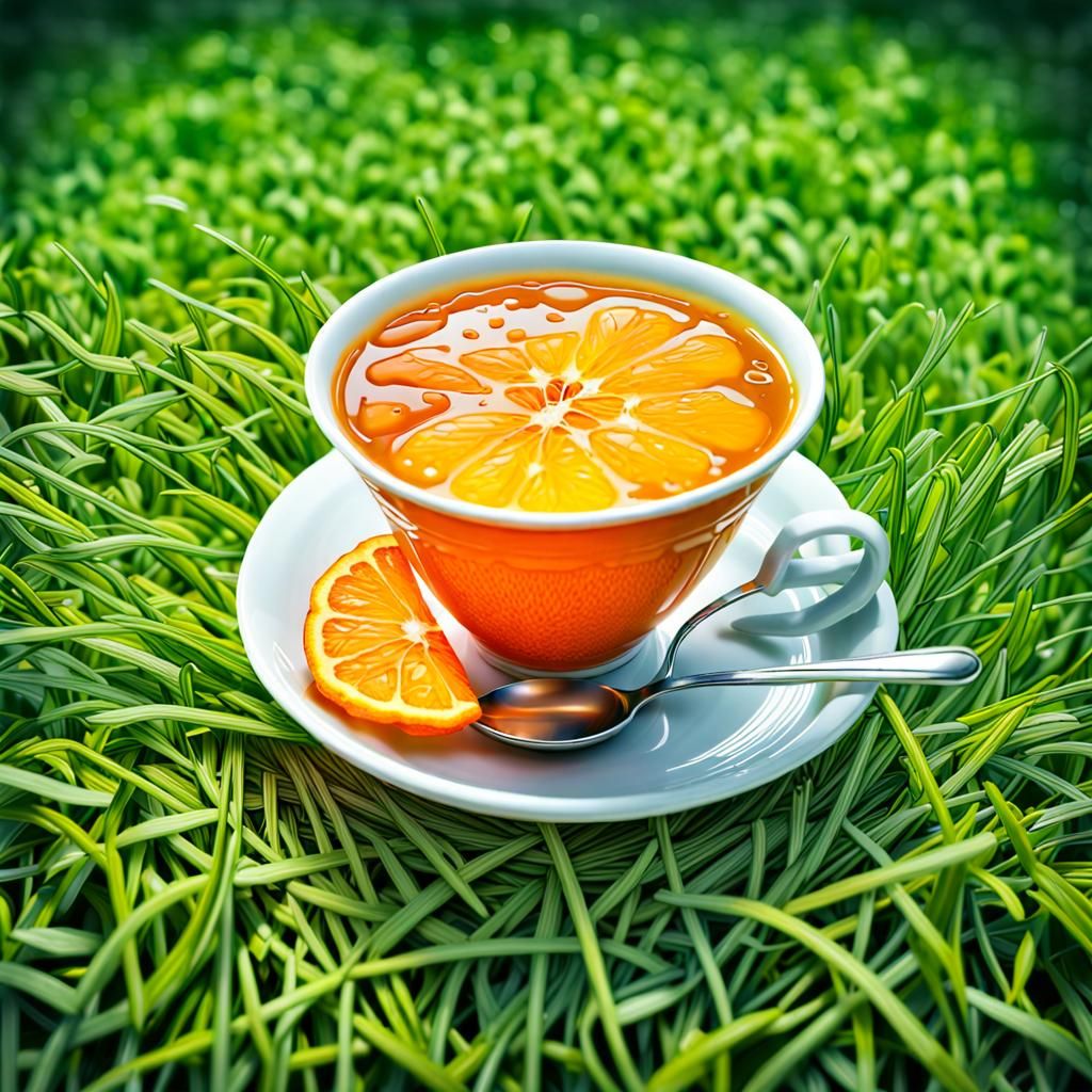 Orangeade Spill: Hyperrealistic Digital Art