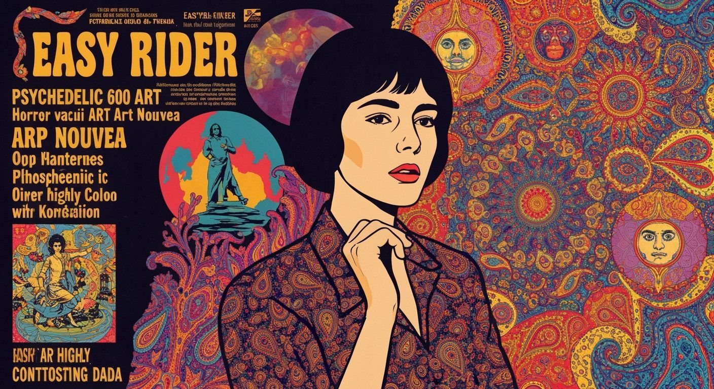 Psychedelic 60s Art Poster with Kaleidoscopic Patterns