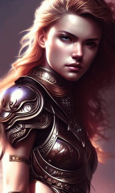 Beautiful Warrior Woman in Intricate Armor