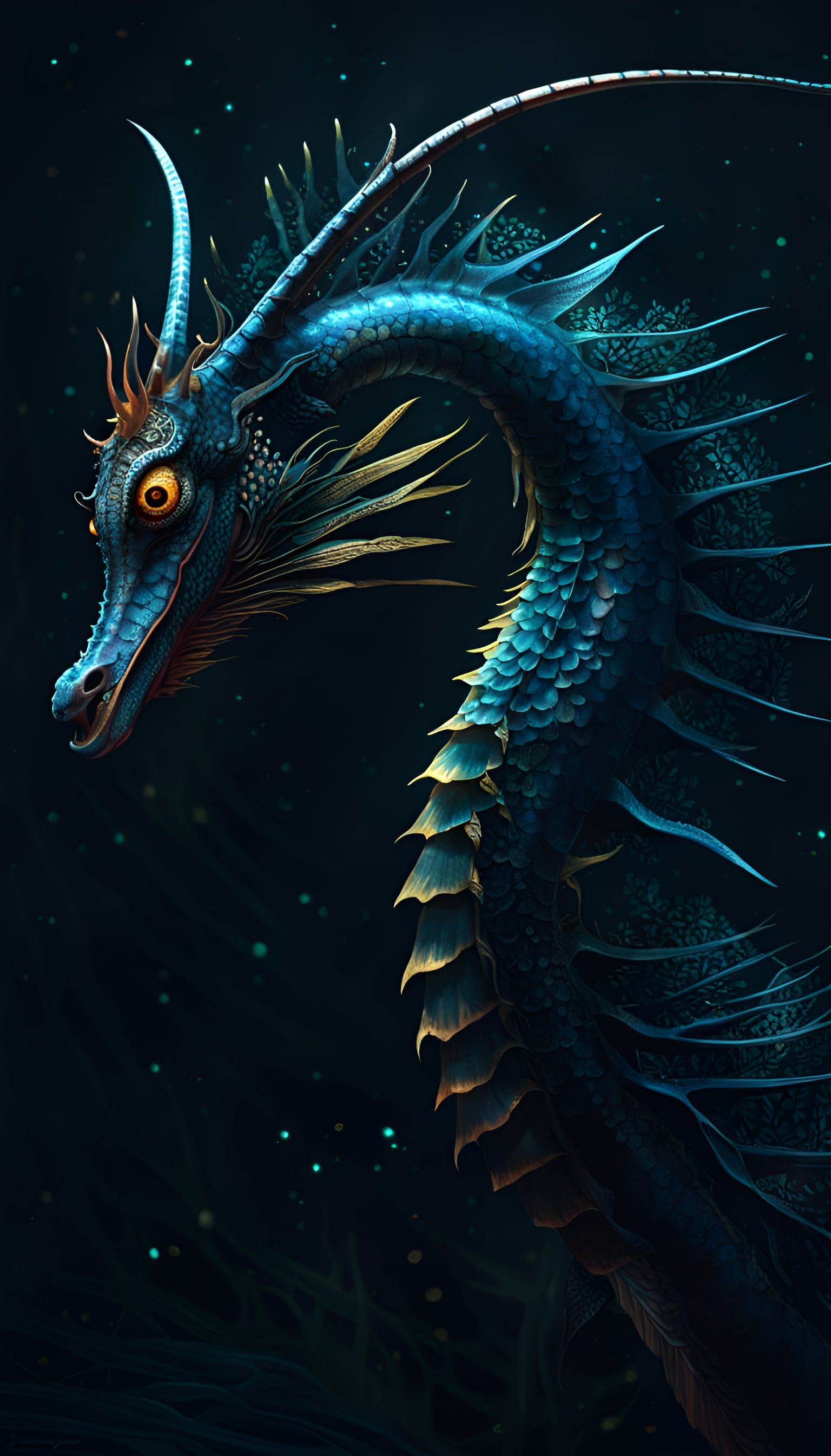 Bioluminescent Seadragon Fantasy Concept Art