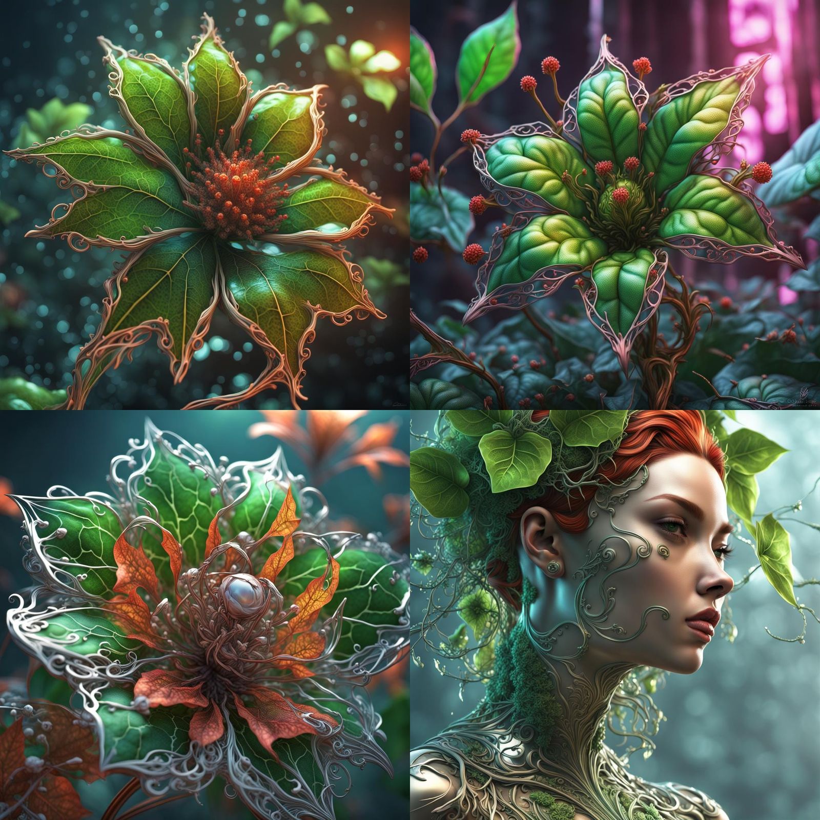 Bionic Poison Ivy Flower in Sci-Fi Style