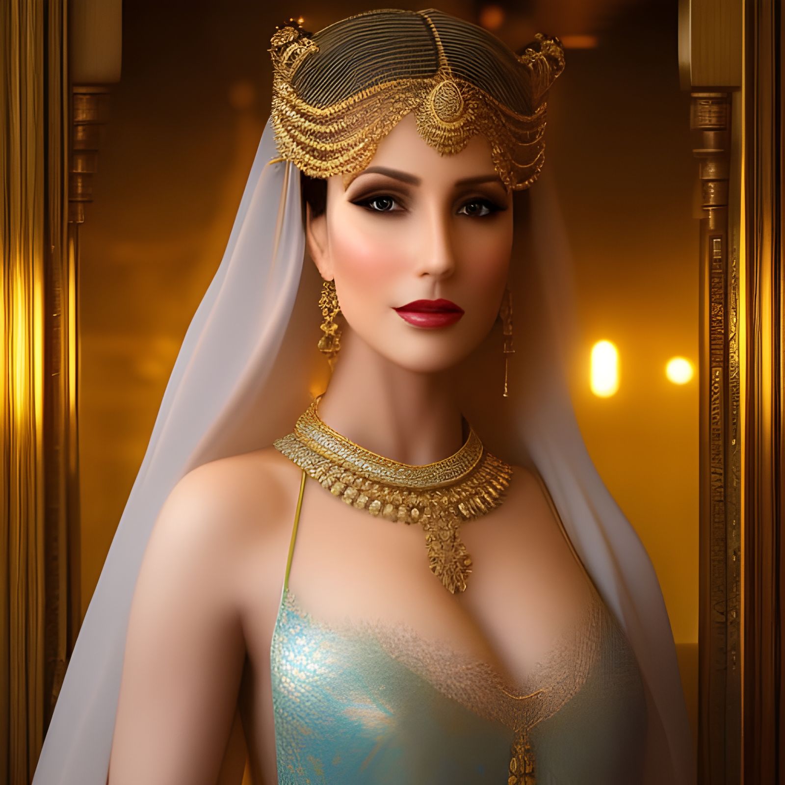 Glamour Portrait of Blonde Model in Pakistani Dress