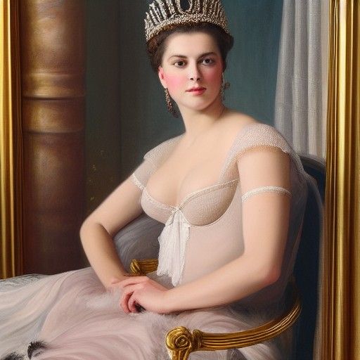 Empress of Austria Posing in Lingerie, Oil Painting