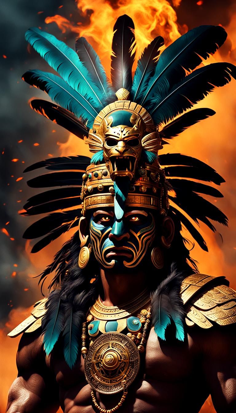 Mayan God Balam Ready for Battle: Digital Painting