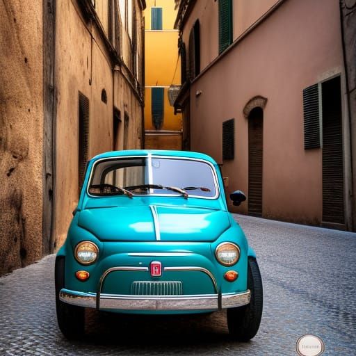 Vintage Fiat 500 in Rome: Nostalgic Italian Photo