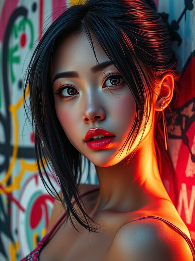 Surreal Hyperrealistic Portrait with Vibrant Acrylic Colors ...