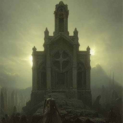 Gothic Church on a Rock, Horror Art