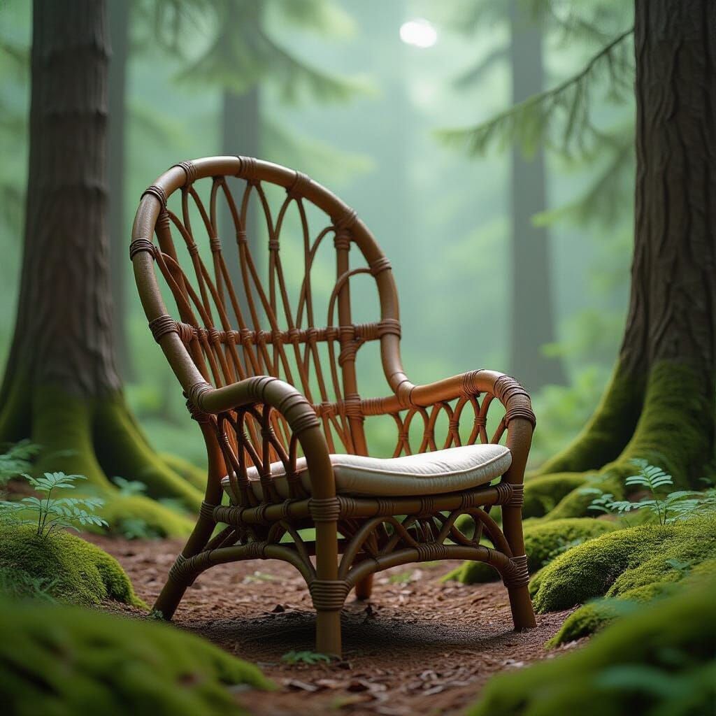 Earthy Chair in Kočevje Forest, Miyazaki Style