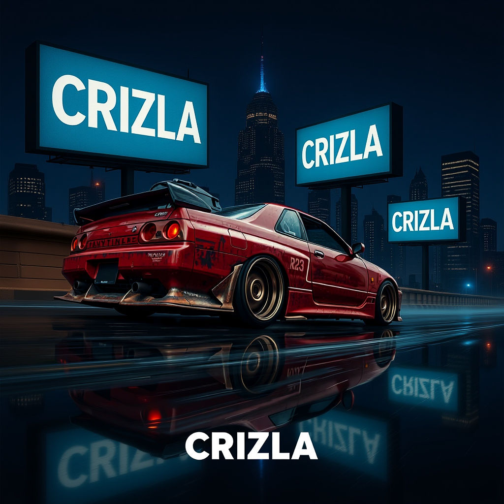 Modified Nissan Skyline R32 Drift Car in Rainy Cinematic Sce...