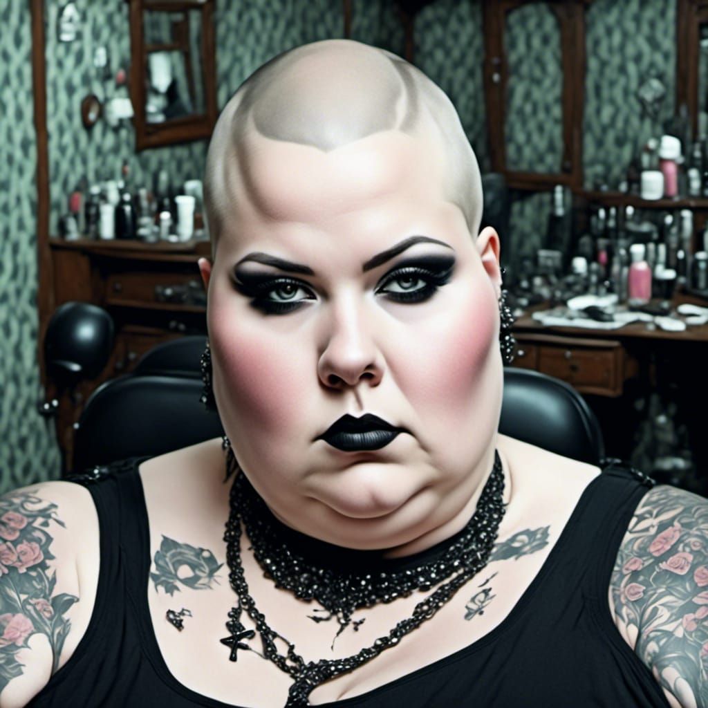 Gothic Shaved Head Curvy Figure