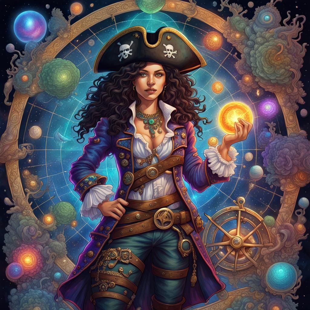 Astral Treasure Map Illustration in Pablo Amaringo Style