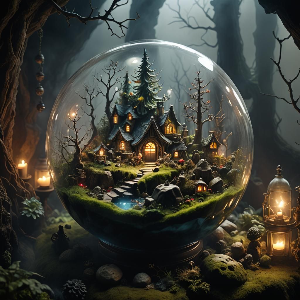 Santa's Cave Terrarium: Ethereal Miniature Photo Realistic S...