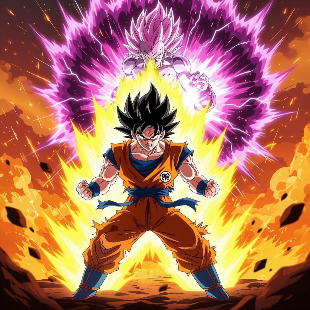 Goku Super Saiyan Fight Scene in Anime Style