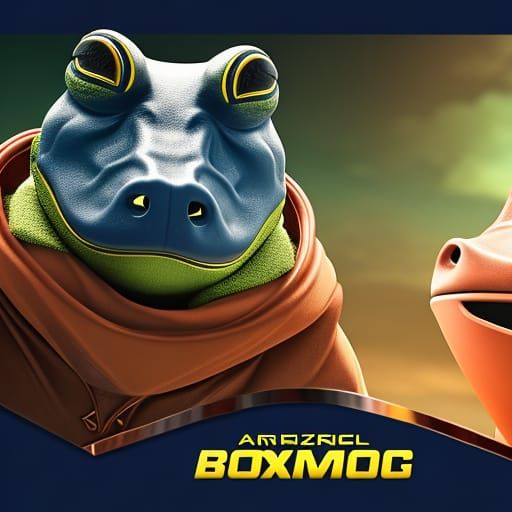 Anthropomorphic Frog and Pig Boxing in Fantasy Painting