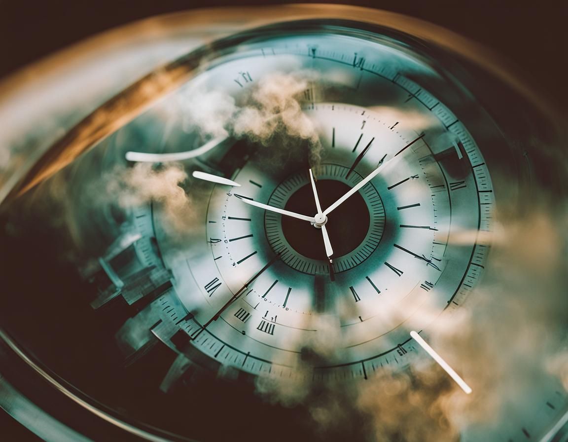 Surreal Double Exposure Clock Dials in Perspective