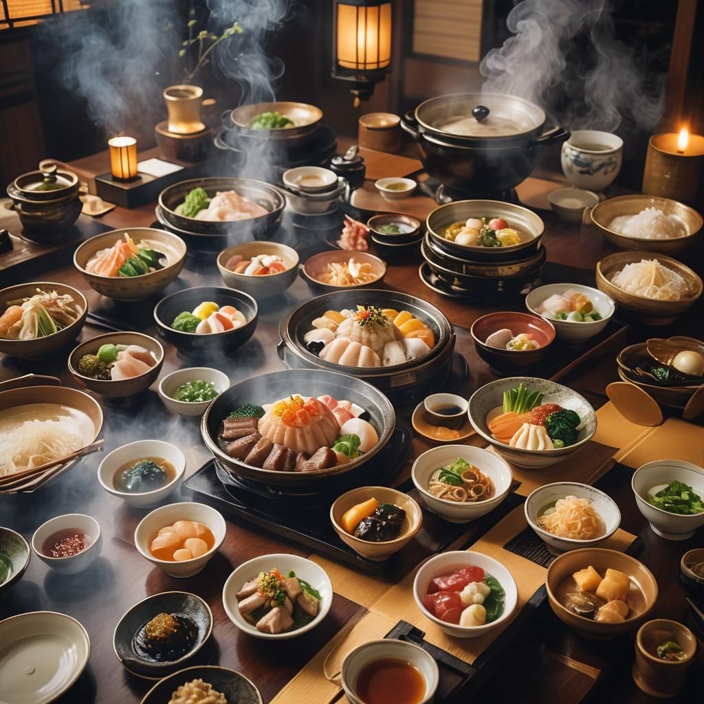 Elegant Japanese Meal in Luxurious Restaurant
