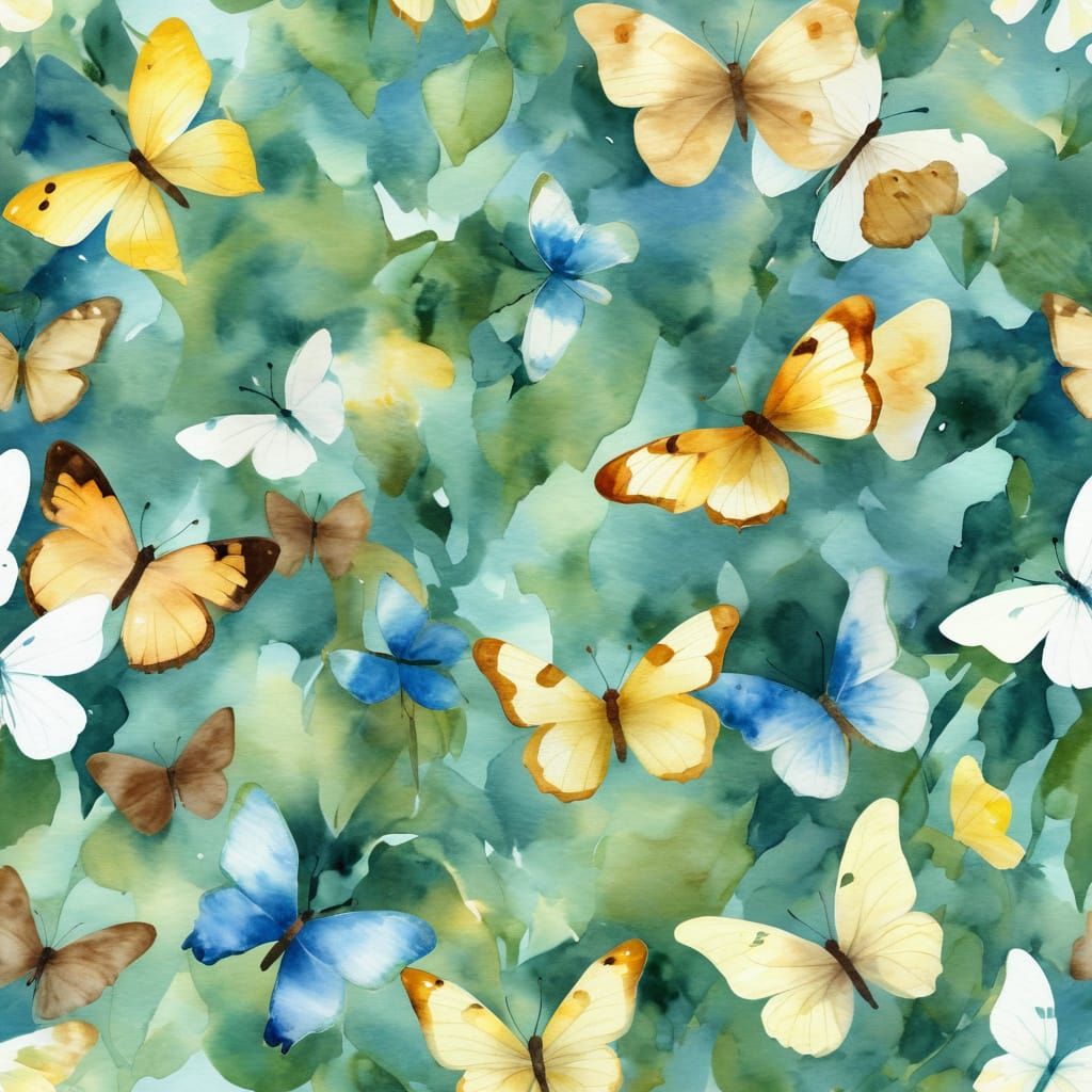 Surreal Butterfly Mosaic in Dreamy Watercolor Style