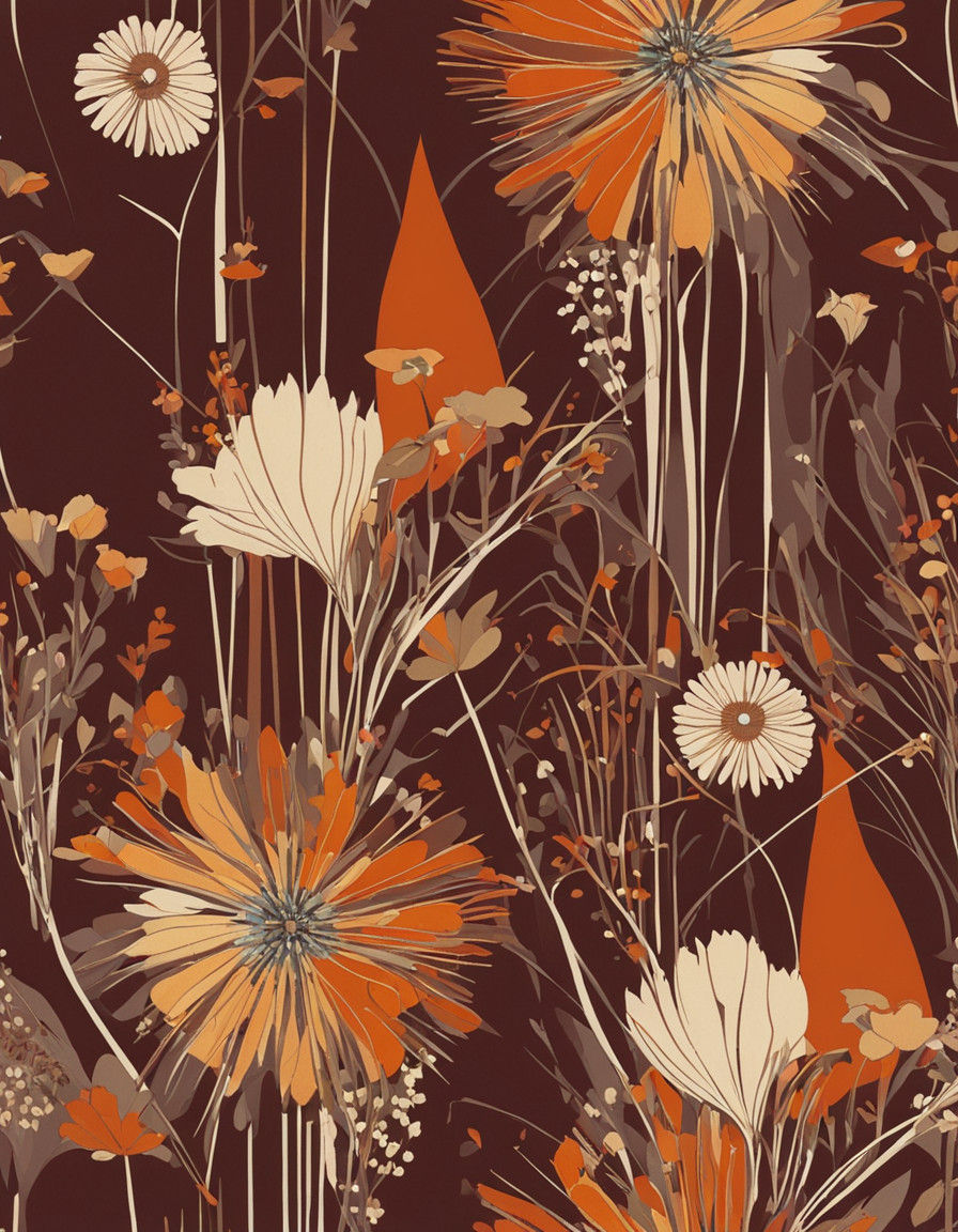 Surreal Wildflower Blooms in Earthy Warmth as Impasto Painti...