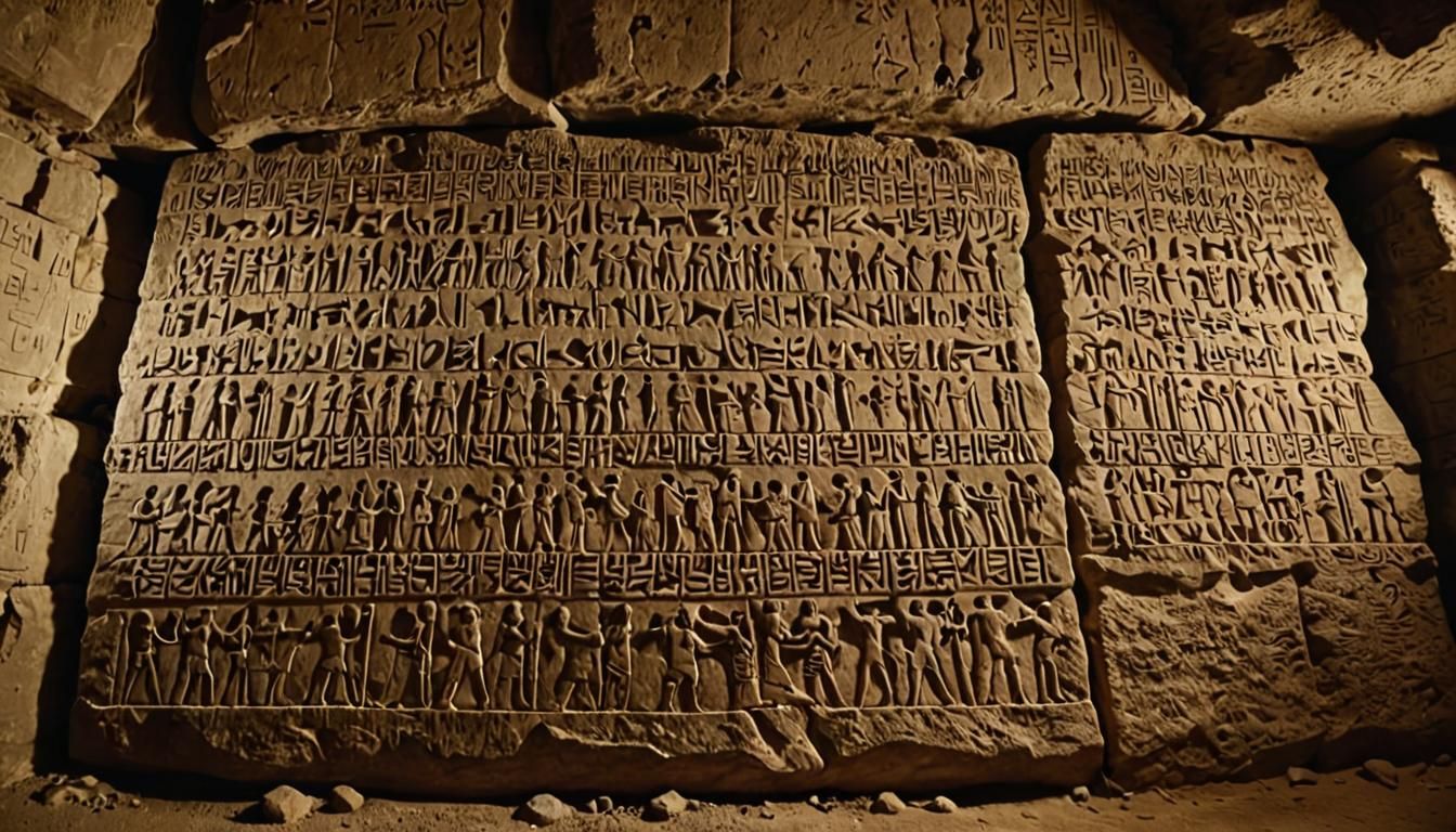 Mysterious Sumerian Script Unfolds in Cave Shadows